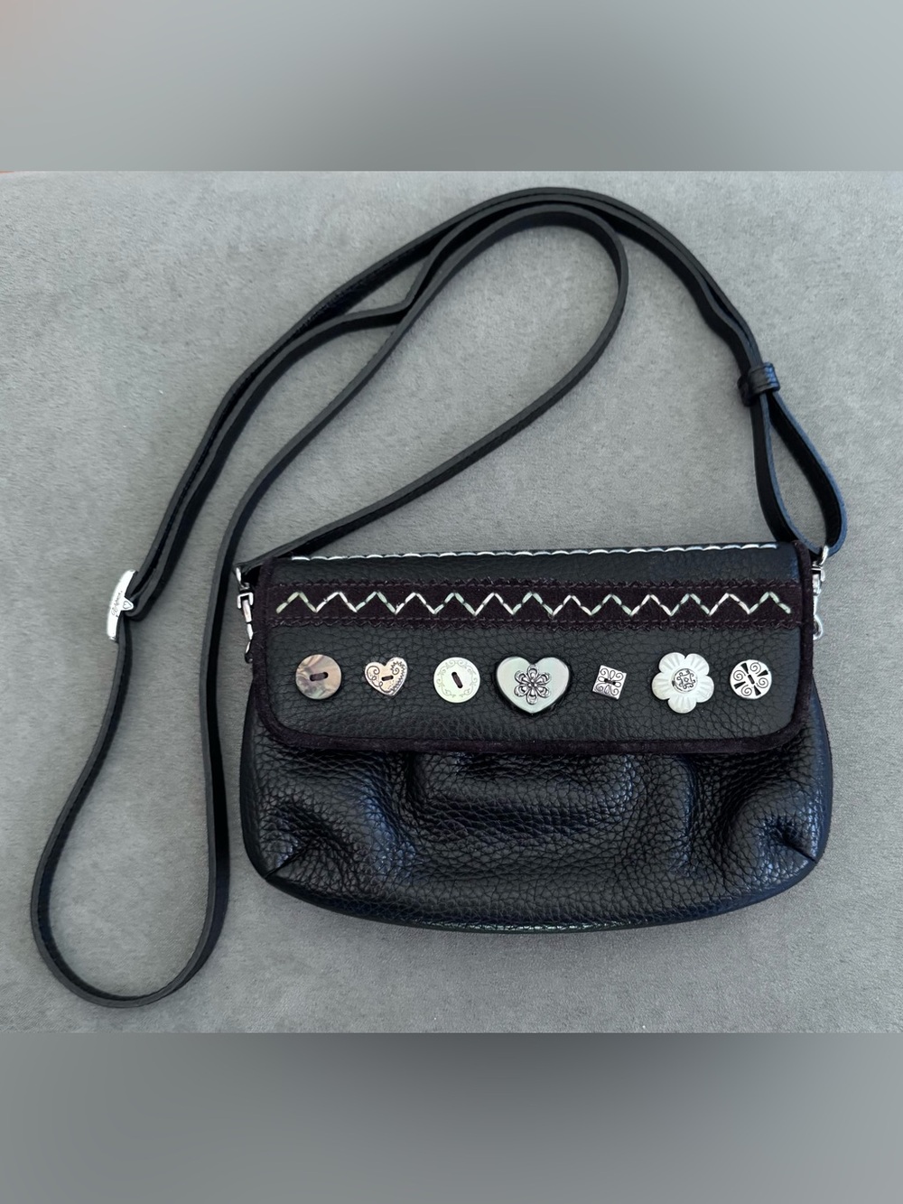 Vintage Brighton Black Leather Shoulder and Crossbody Bag